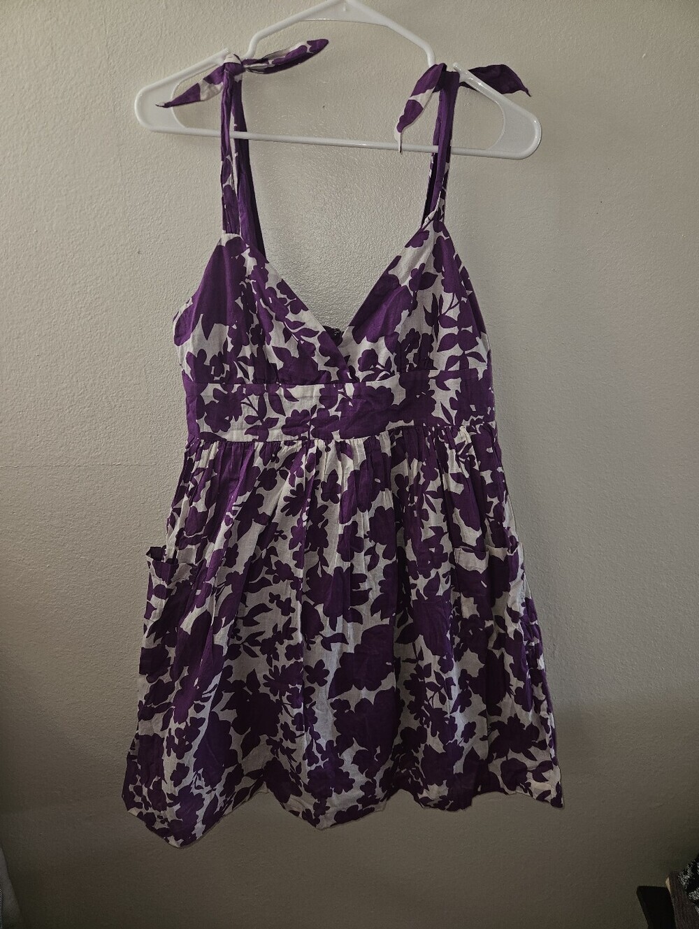 Xxi Womans Purple Floral Tie Sleeve Dress Size L